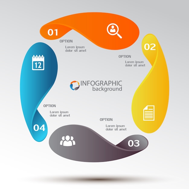 カラフルなチャート要素4つのオプションとアイコンとビジネスインフォグラフィックの概念