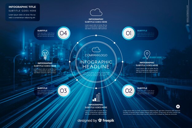 사진과 함께 비즈니스 infographic 평면 디자인