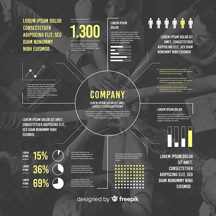 Free Vector business infographic flat design with photo