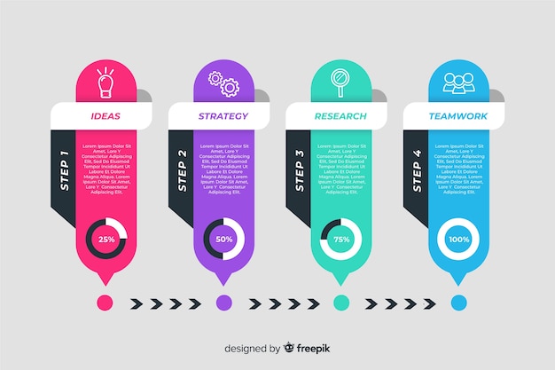 Business infographic flat steps