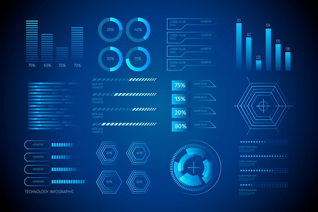 Vettore gratuito progettazione futuristica infographic di affari