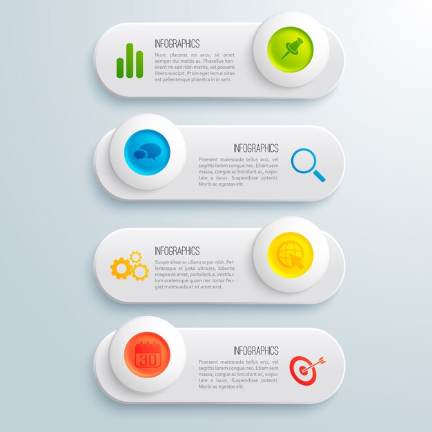 Business infographic horizontal banners set with text colorful circles and icons illustration