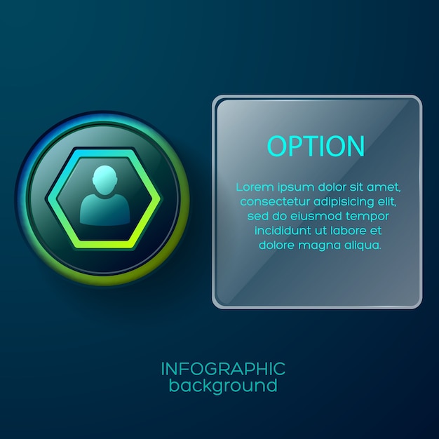 Free vector business infographic option template with hexagon icon button