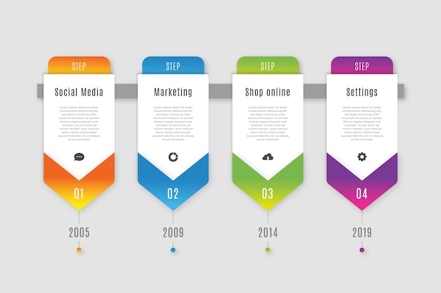 Business infographic steps in gradient