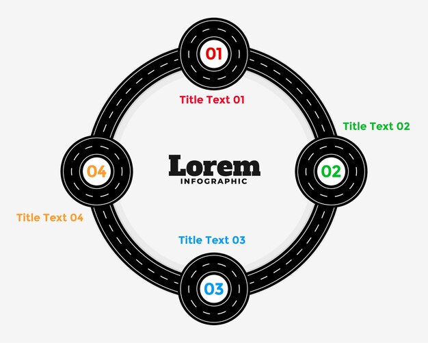 道路経路スタイルのビジネスインフォグラフィックステップ