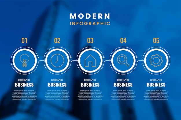 Free vector business infographic steps with photo