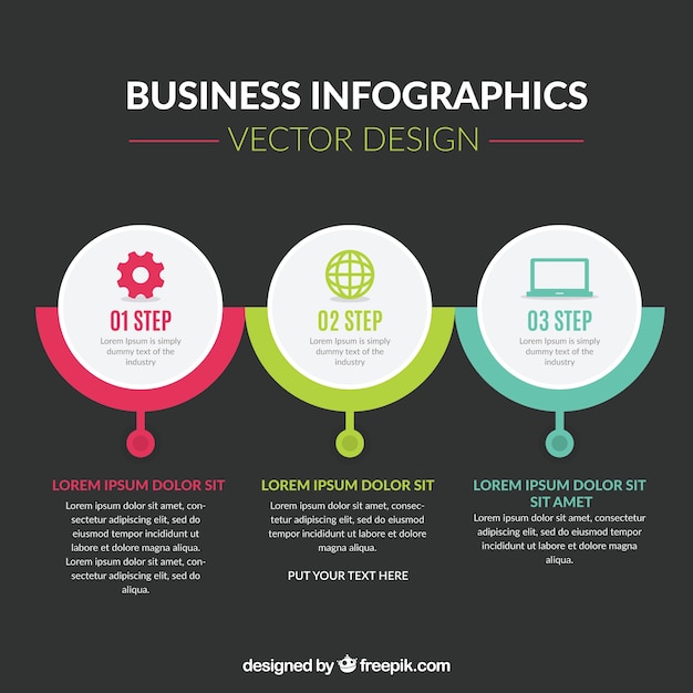 Free vector business infographic template with circles