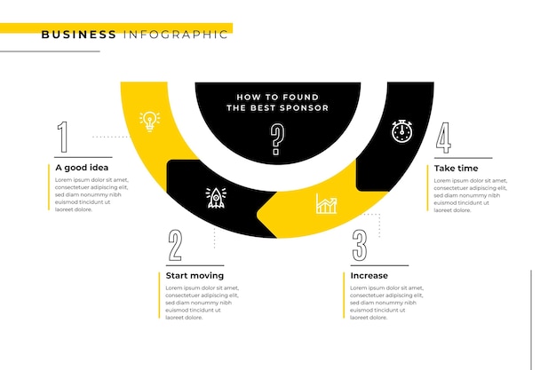 Modello di business infografica con semicerchio