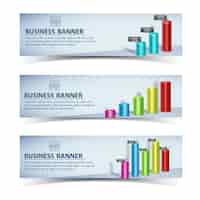 Free vector business infographic template with horizontal banners text colorful chart graph