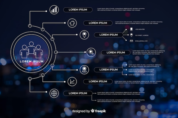 Vettore gratuito modello di business infografica con foto