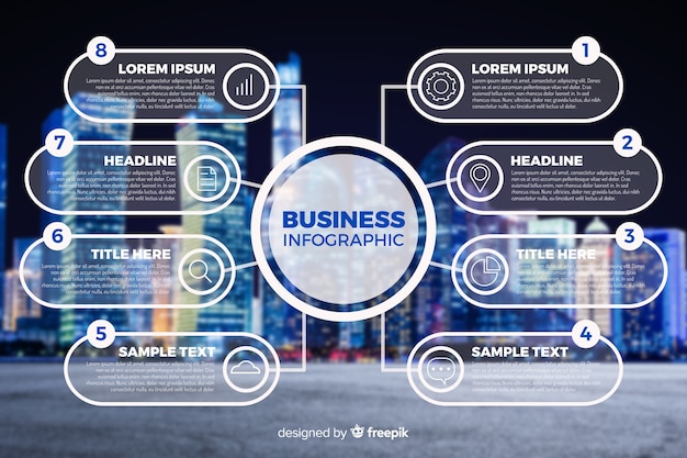 무료 벡터 사진이있는 비즈니스 infographic 템플릿