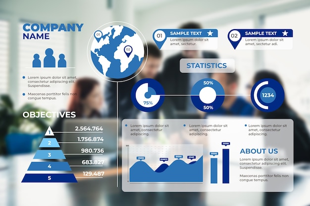 Vettore gratuito infografica di affari con modello di immagine