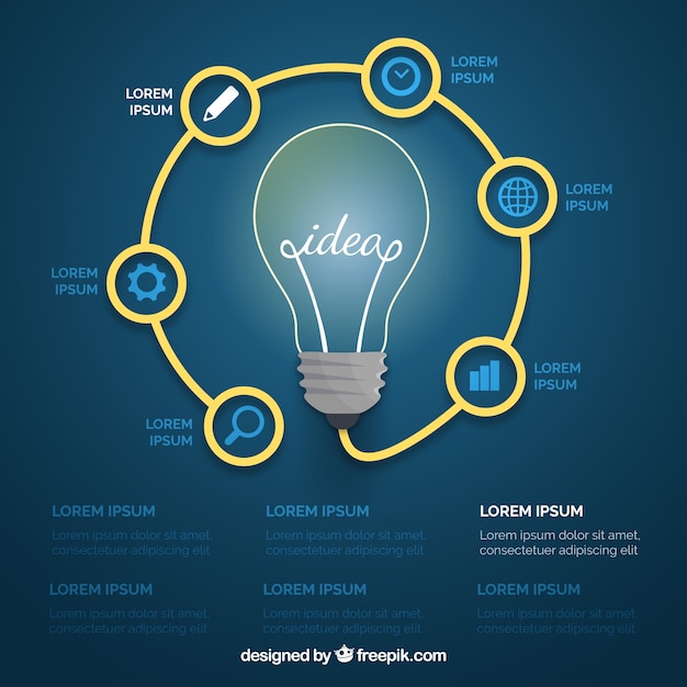 Business infographic with a lightbulb