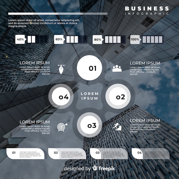 Free vector business infographic with photo