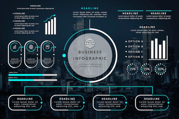 Vettore gratuito infografica di affari con foto