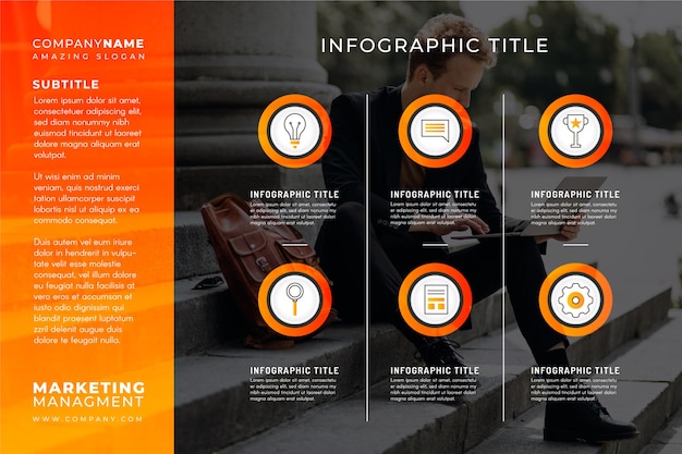 Infografica di affari con modello pic