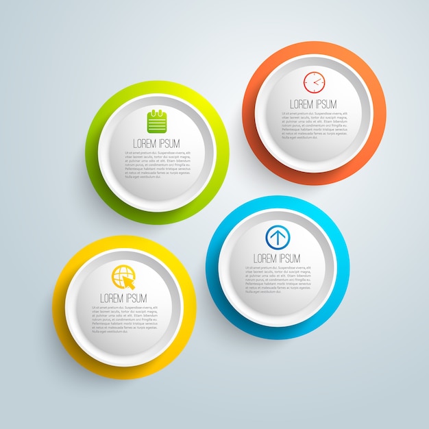 Business infographic with text field on colorful circles isolated