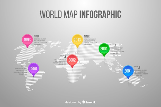 Vettore gratuito infografica di affari con la mappa del mondo