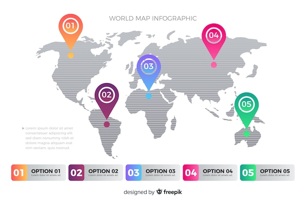 무료 벡터 세계지도와 비즈니스 infographic