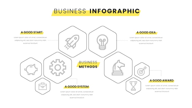 Infografica di affari con elementi gialli