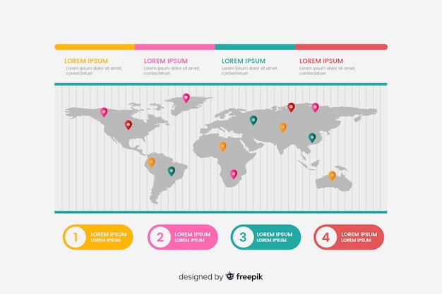 Vettore gratuito mappa del mondo di affari infografica