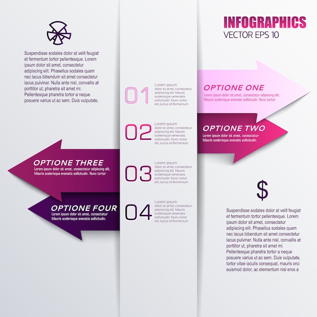 Concetto di infografica aziendale con campi di testo numerati