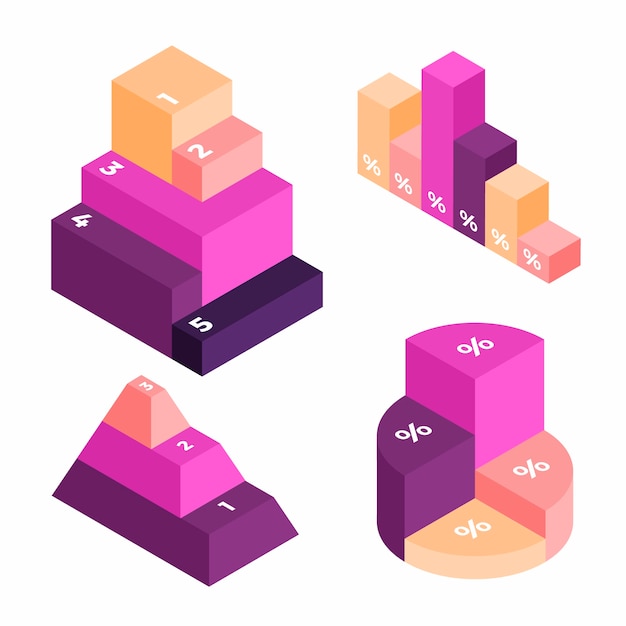 Free vector business infographics isometric chart design