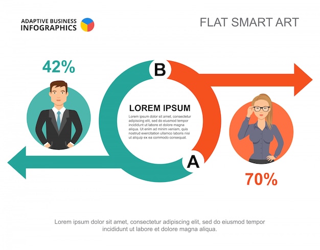 Бизнес-инфографика с круговой диаграммой и значками бизнесменов.