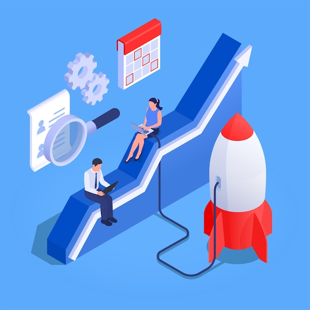 Free vector business intelligence isometric composition