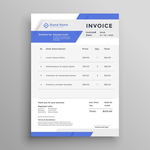 business invoice template vector design