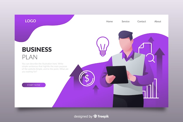 Free vector business landing page concept