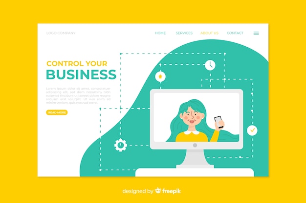 無料ベクター テンプレートのビジネスランディングページデザイン