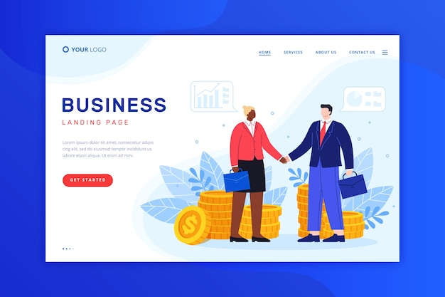 Free vector business landing page design for template