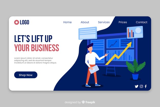 Business landing page finances