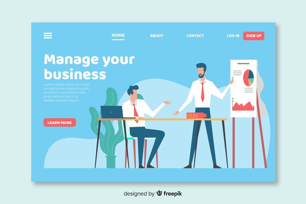 Free vector business landing page flat design