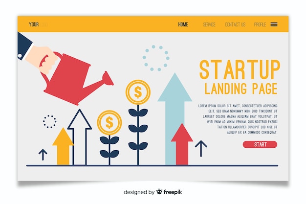 Free vector business landing page for startup