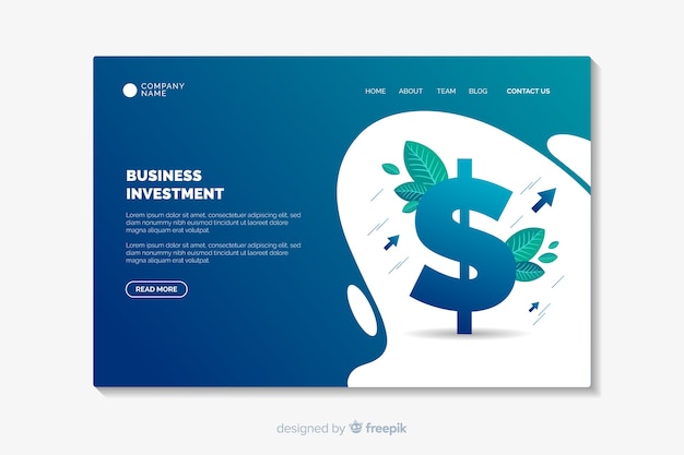 Business landing page template flat design