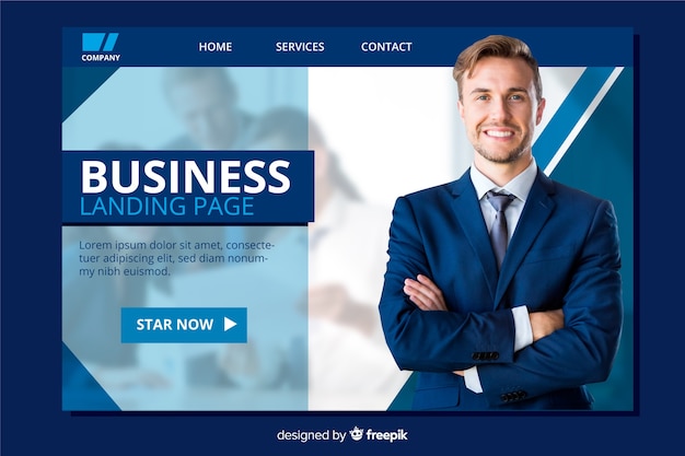 Business landing page template with photo