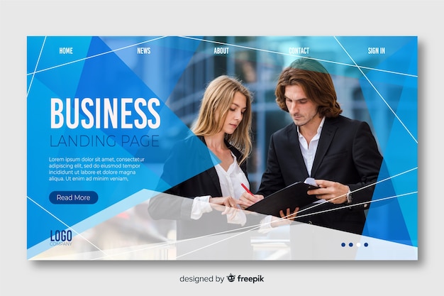 Business landing page template with photo