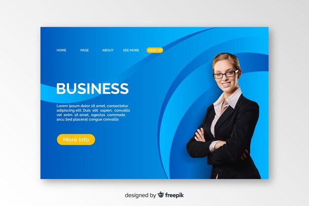 Business landing page template with photo