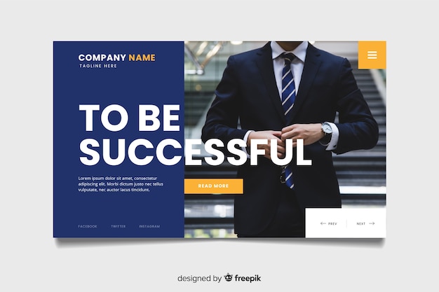 Business landing page template with photo