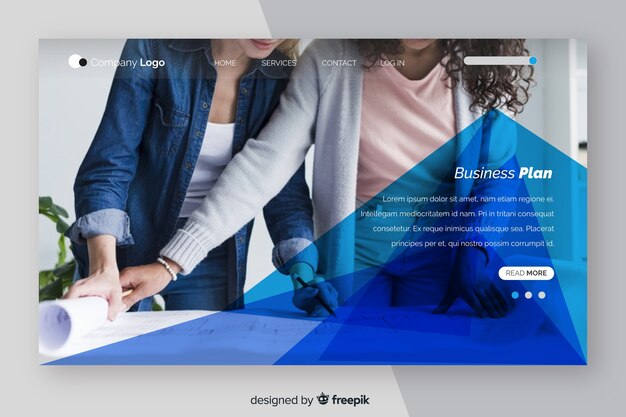 Business landing page template with photo