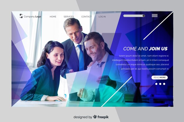 Business landing page template with photo