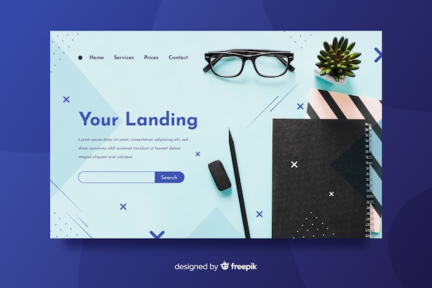 Business landing page template with photo