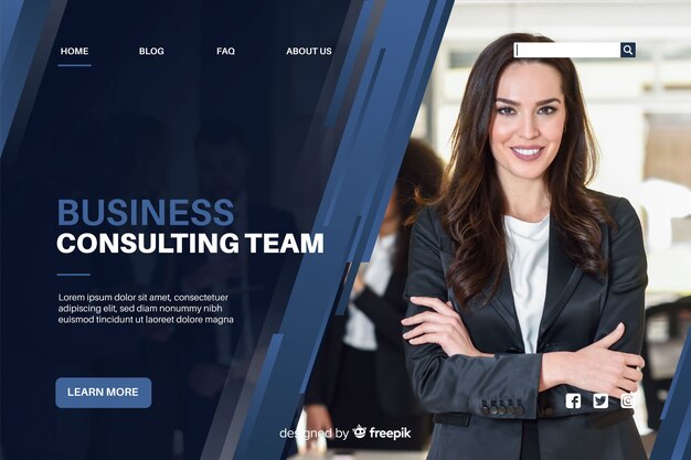 Business landing page template with photo