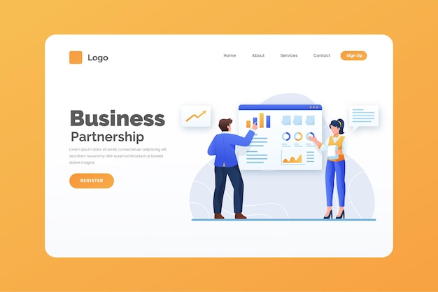 Free vector business landing page template