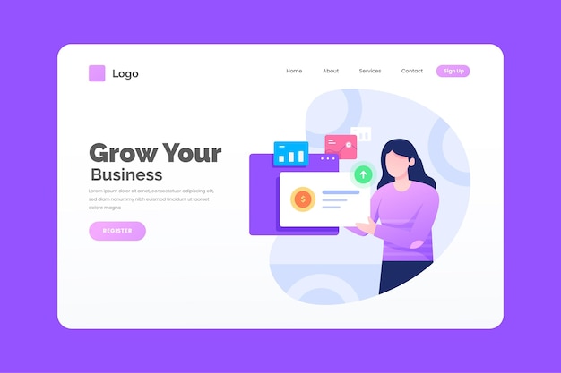 Free vector business landing page template