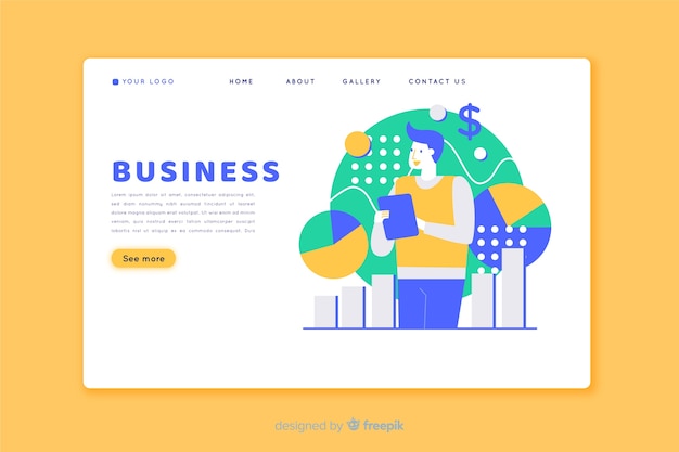無料ベクター ビジネスランディングページwebテンプレート