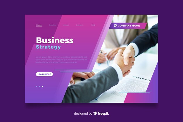 Business landing page with image