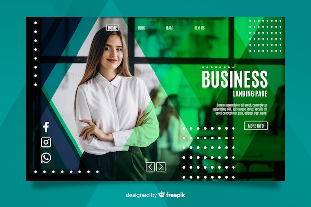 Free vector business landing page with image